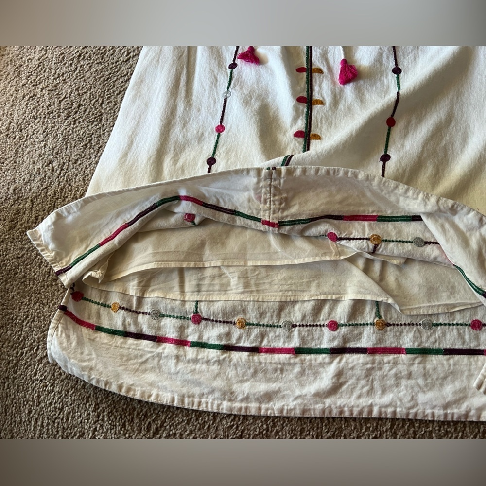 Madewell Willow Embroidered Shift Dress Boho Linen Blend Dress size S Lined - Picture 6 of 12